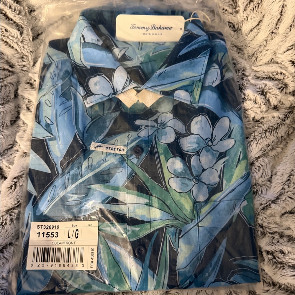 Tommy Bahama Men's Oceanfront Blue Floral Shirt